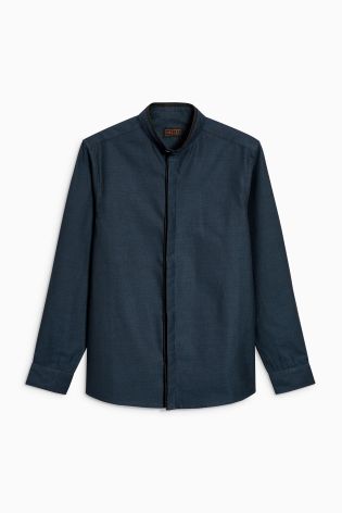 Navy Long Sleeve Smart Contrast Collar Shirt (3-16yrs)